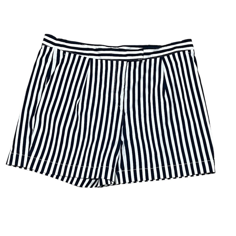 Nordstrom Signature Shorts Womens Size 12 Navy & White Striped Tailored